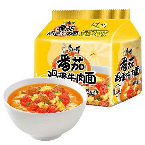 康师傅番茄鸡蛋牛肉面  5连包