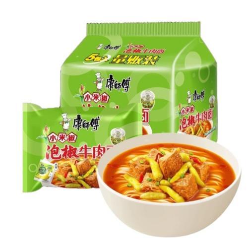 康师傅泡椒牛肉面 5连包