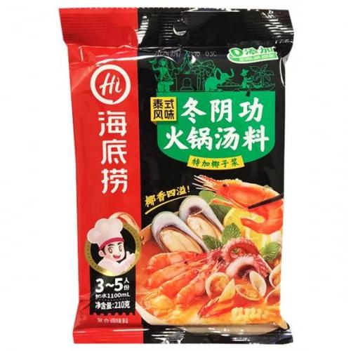 海底捞泰式风味冬阴功火锅底料 210g装