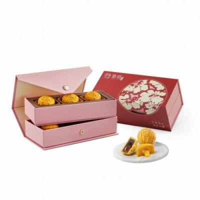 香港皇玥时常系列：红韵流心双辉月盒(流心奶黄、流心陈皮红豆沙月饼各3件）